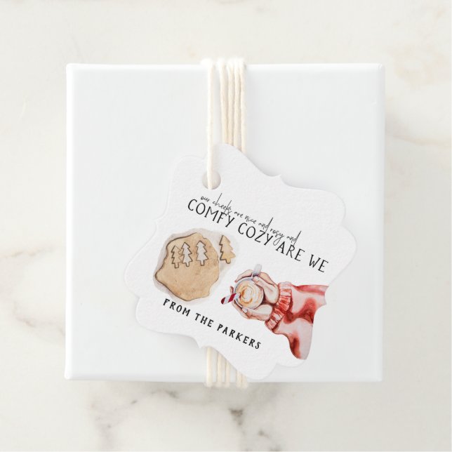 Étiquettes Cadeau Les souhaits chauds | Noël classique au chocolat c (En situation)