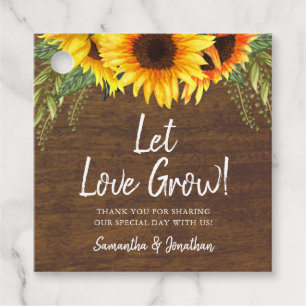 Étiquettes Cadeau Les tournesols rustiques laissent l'amour grandir 