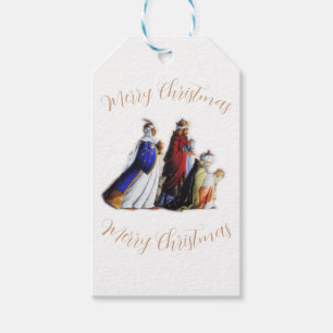 Étiquettes-cadeau Les Trois Magi Portant cadeaux et voeux de Noël