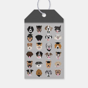 Étiquettes-cadeau Les visages du chien de graduation