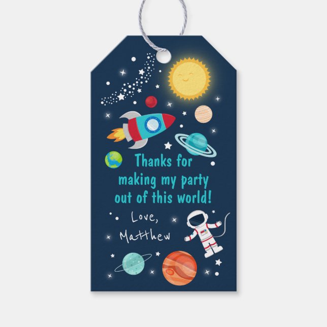 Étiquettes-cadeau L'Espace De Cet Anniversaire Mondial (Devant)