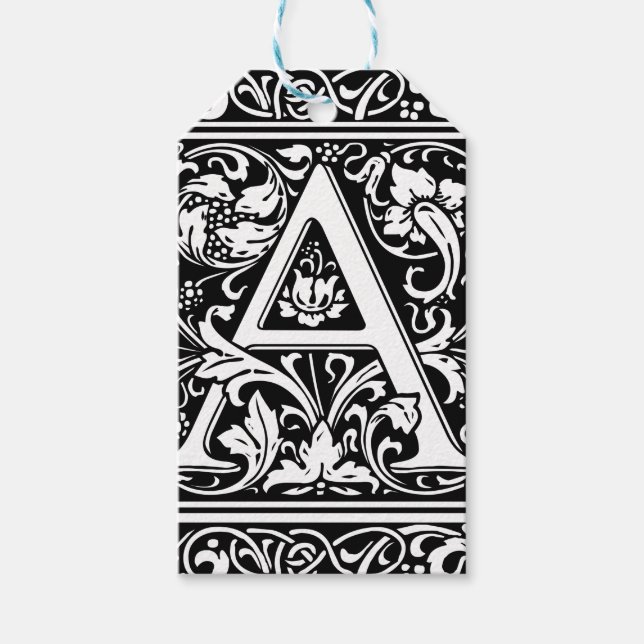 Étiquettes-cadeau Lettre A Monogramme Médiéval Art Nouveau (Devant)