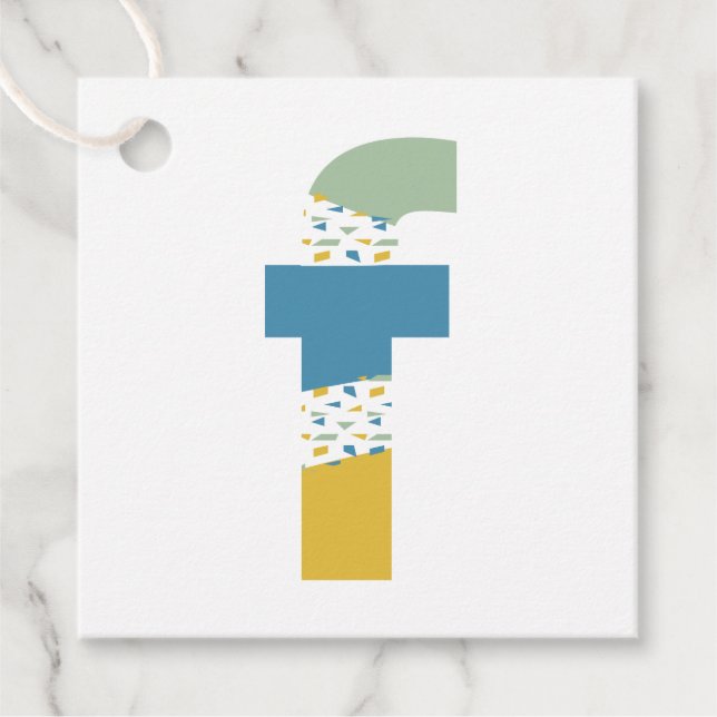 Étiquettes Cadeau Lettre Abstraite moderne F Monogramme Personnalisé (Devant)