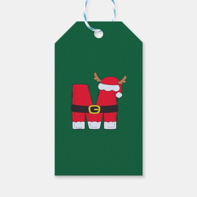 Étiquettes-cadeau Lettre alphabet monogramme M Santa Hat Noël (Devant)