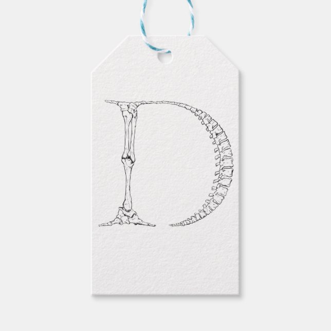 Étiquettes-cadeau Lettre D Os Initiale (Devant)