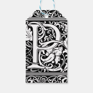 Étiquettes-cadeau Lettre P Monogramme médiéval Art Nouveau