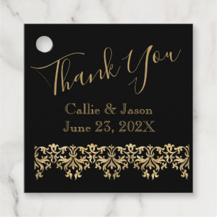 Étiquettes Cadeau Lettres or fantaisie sur Merci noir