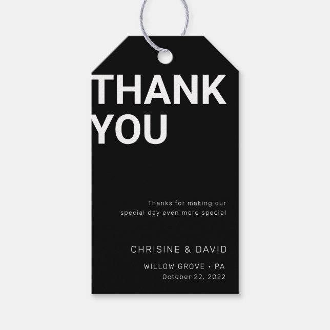 Étiquettes-cadeau Lettres simples en gras Mariage faveur Merci tag (Devant)