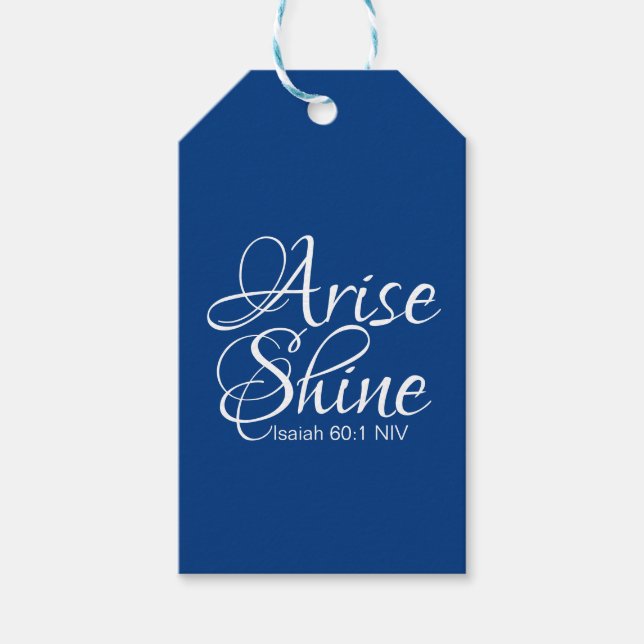 Étiquettes-cadeau Levez-vous et brille Bible chrétienne Verse Bleu (Devant)