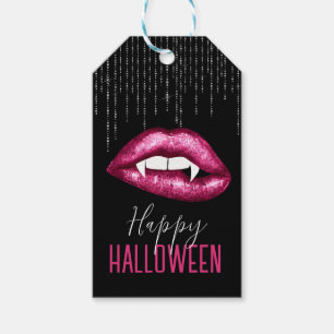 Étiquettes-cadeau Lèvres Pailletées Rose Chaud Joyeux Halloween