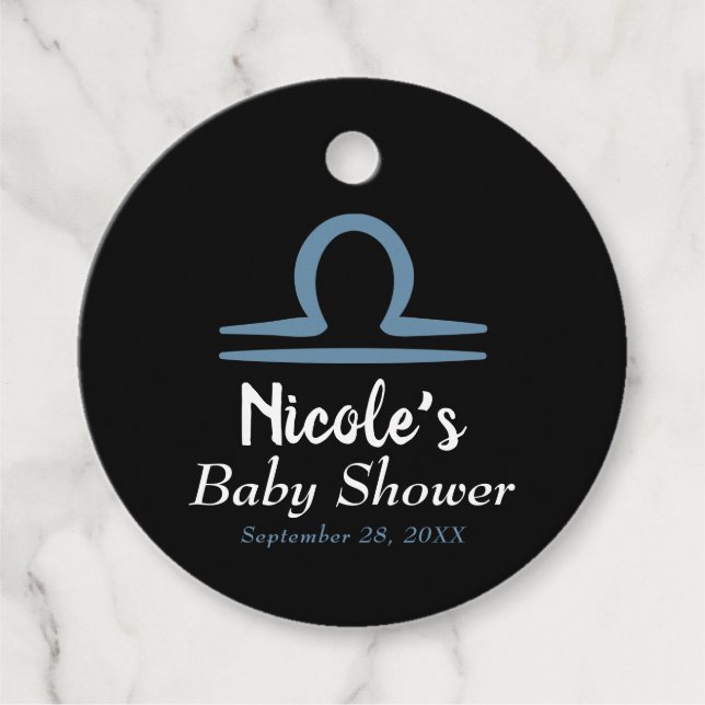 Étiquettes Cadeau LIBRA Zodiac Septembre Octobre Astrologie Bébé (Devant)