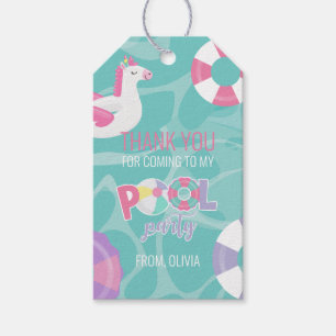 Étiquettes-cadeau Licorne Rose Merci Faveur de Fête de Piscine