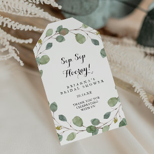 Étiquettes-cadeau Lieu de verdure Eucalyptus Sip Sip Hourra Baby Sho