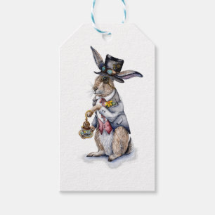 Étiquettes-cadeau Lièvre de mars de Steampunk