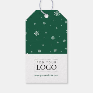 Étiquettes-cadeau Lights & Snow Green Joyeux Noël d'affaires Logo