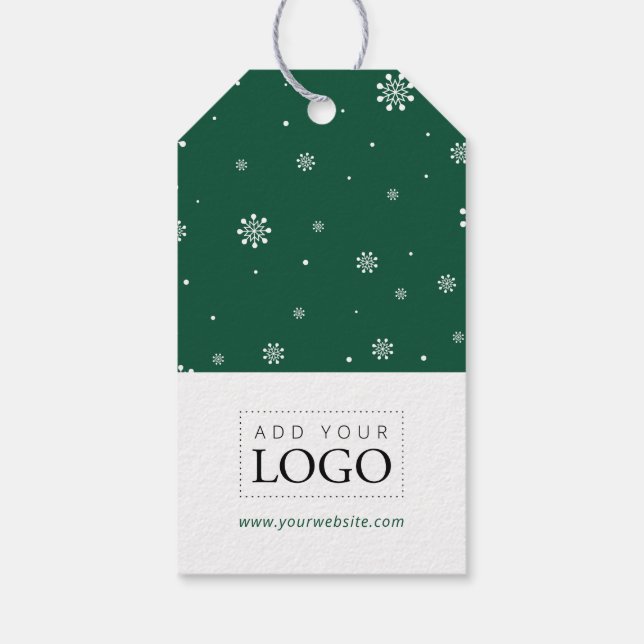 Étiquettes-cadeau Lights & Snow Green Joyeux Noël d'affaires Logo (Dos)