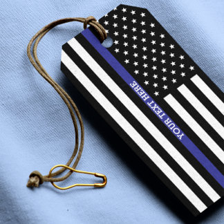 Étiquettes-cadeau Ligne Bleue Mince - Drapeau Américain