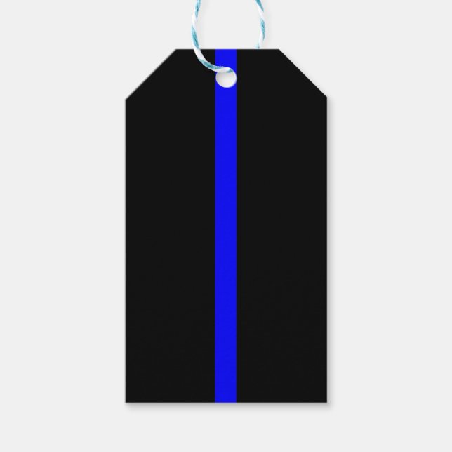 Étiquettes-cadeau Ligne Bleue Mince Souvenir sur un (Devant)