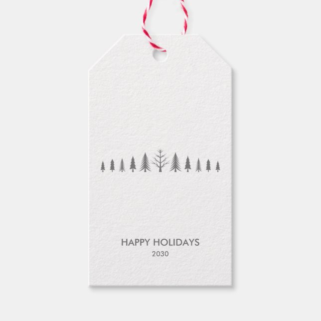 Étiquettes-cadeau Ligne d'arbres de Noël (Devant)