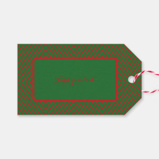 Étiquettes-cadeau Lignes diagonales vertes et rouges