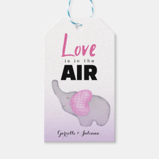 Étiquettes-cadeau Lilac Cute Baby Elephant Valentine's Day  