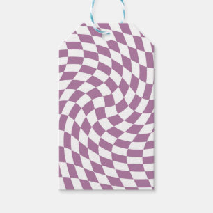 Étiquettes-cadeau Lilac Purple Mariage Collection Vérifier À damiers