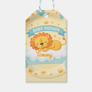 Étiquettes-cadeau Lion Baby Shower nom personnalisé – Douce Savane J