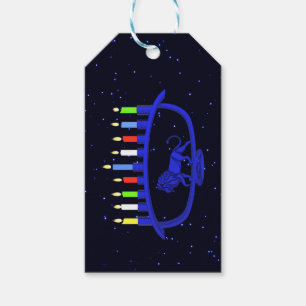 Étiquettes-cadeau Lion bleu Menorah