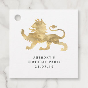 Étiquettes Cadeau Lion héraldique damassé vintage