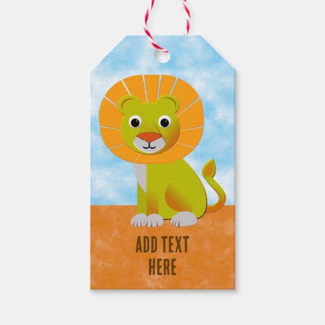 Étiquettes-cadeau Lion mou sur Arrière - plan aquarelle (Devant)