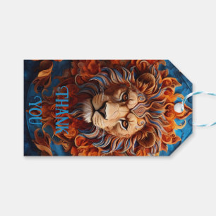 Étiquettes-cadeau Lion vibrant aux motifs floraux