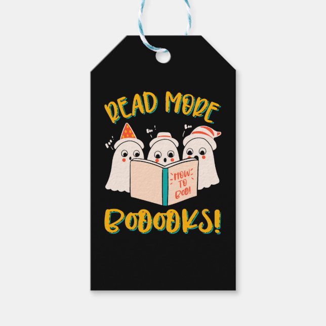 Étiquettes-cadeau Lire plus Livre, lire plus livres Halloween Lectur (Devant)