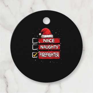 Étiquettes Cadeau Liste de Noël du pompier gentil vilain