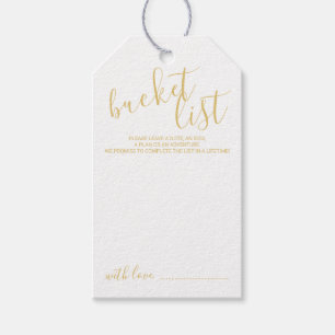 Étiquettes-cadeau Liste Mariage de saut de script moderne Gold Tags 