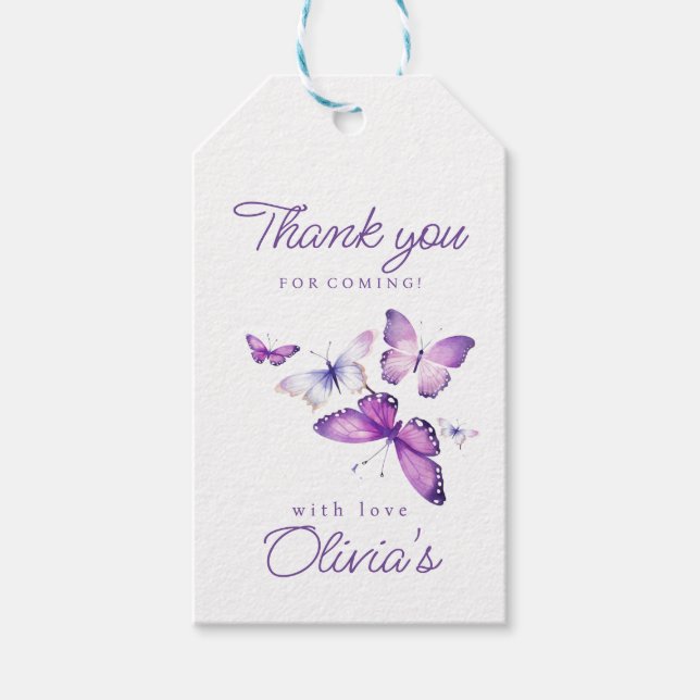 Étiquettes-cadeau Little Butterfly Girl 1er anniversaire (Devant)