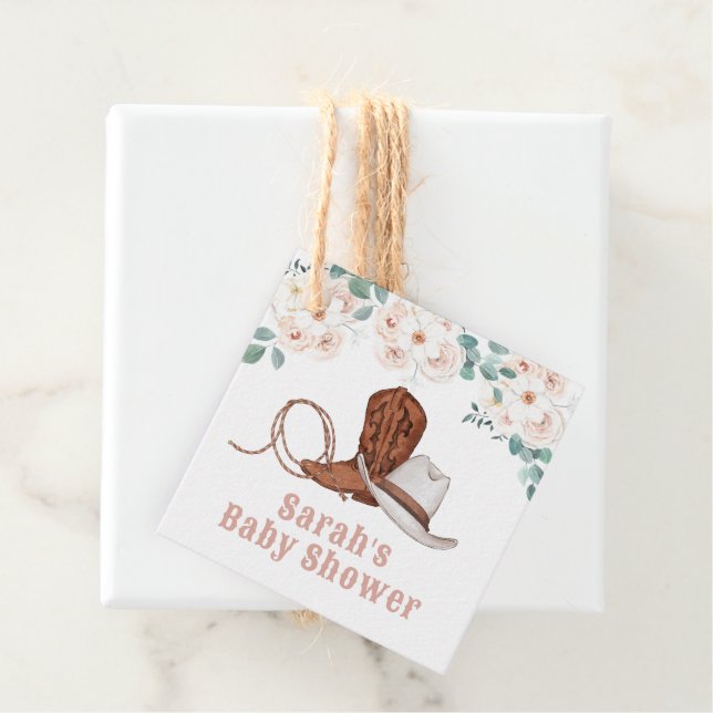 Étiquettes Cadeau Little Cowgirl Western Floral Baby Shower (En situation)