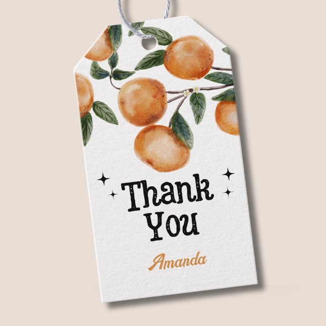 Étiquettes-cadeau Little Cutie Orange Citrus Thank You (Créateur téléchargé)