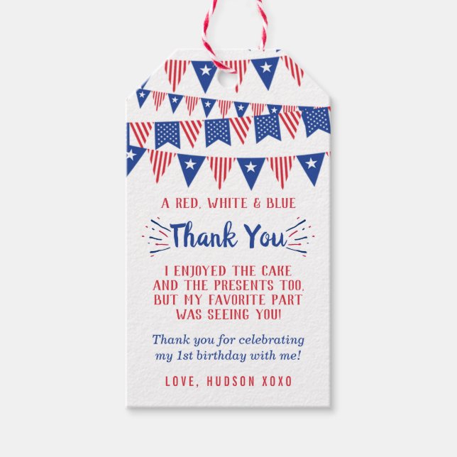 Étiquettes-cadeau Little Firecracker 4 juillet 1er anniversaire (Devant)