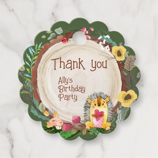 Étiquettes Cadeau Little Hedgehog Woodland Animal Party (Devant)