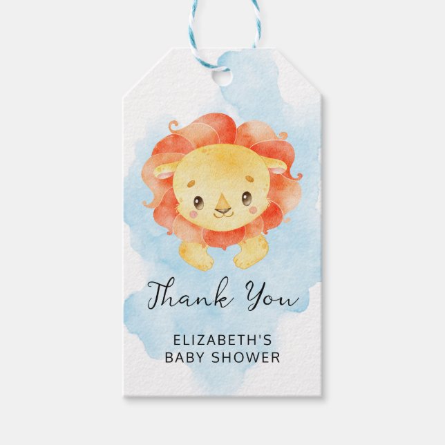 Étiquettes-cadeau Little Lion C'est un garçon Aquarelle bleu Baby Sh (Devant)
