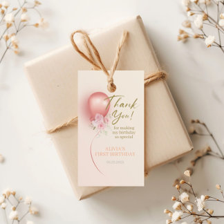Étiquettes-cadeau Little Miss ONEderful Balloon rose Fleur Anniversa