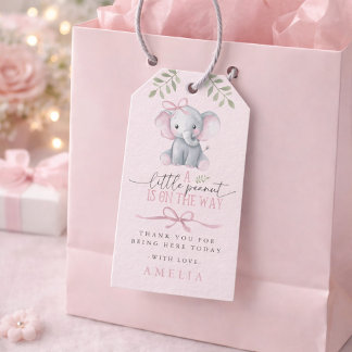 Étiquettes-cadeau Little Peanut Elephant Pink Baby Shower