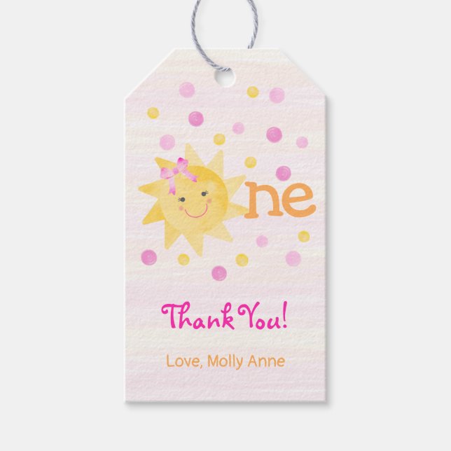 Étiquettes-cadeau Little Ray of Sunshine 1er Anniversaire Favoriser (Devant)