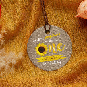 Étiquettes Cadeau Little Sunflower 1st Birthday Favoriser les étique