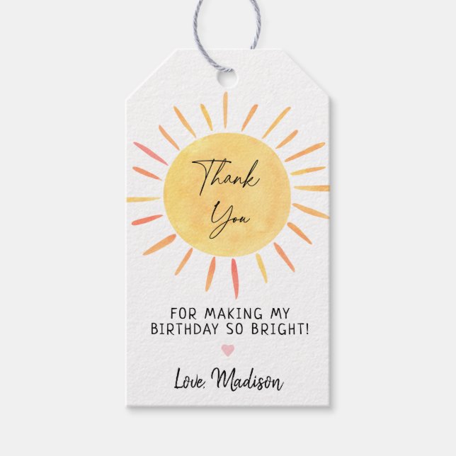 Étiquettes-cadeau Little Sunshine Boho Anniversaire Merci (Devant)