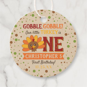 Étiquettes Cadeau Little Turkey Fall Thanksgiving 1er anniversaire