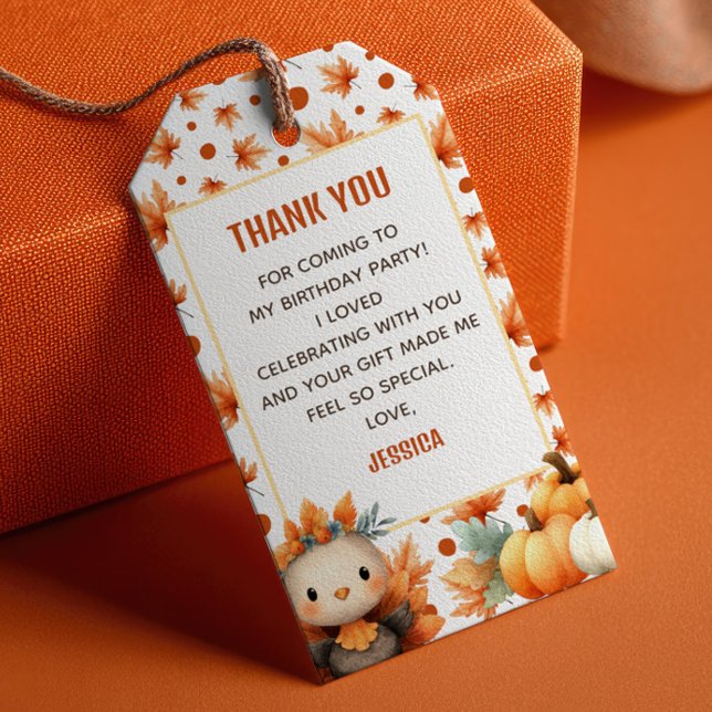 Étiquettes-cadeau Little Turkey Thanksgiving 1st Birthday Thank You  (Créateur téléchargé)