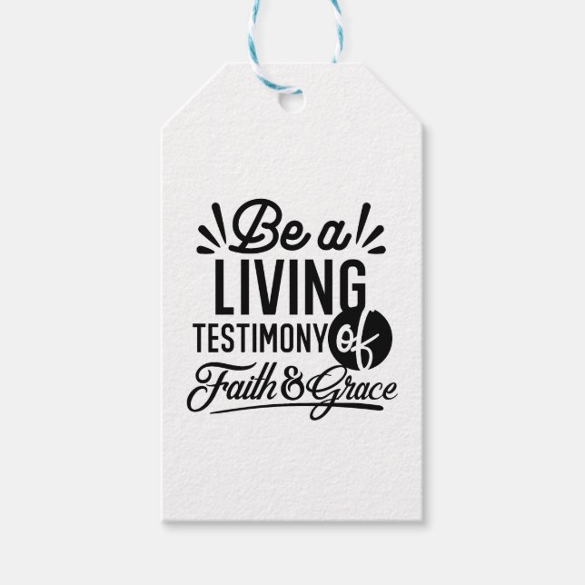 Étiquettes-cadeau Living Testimony Bible Quote Christian Motivation (Devant)