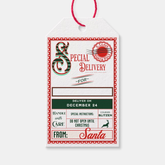 Étiquettes-cadeau Livraison spéciale de Père Noël | Balise cadeau (Devant)