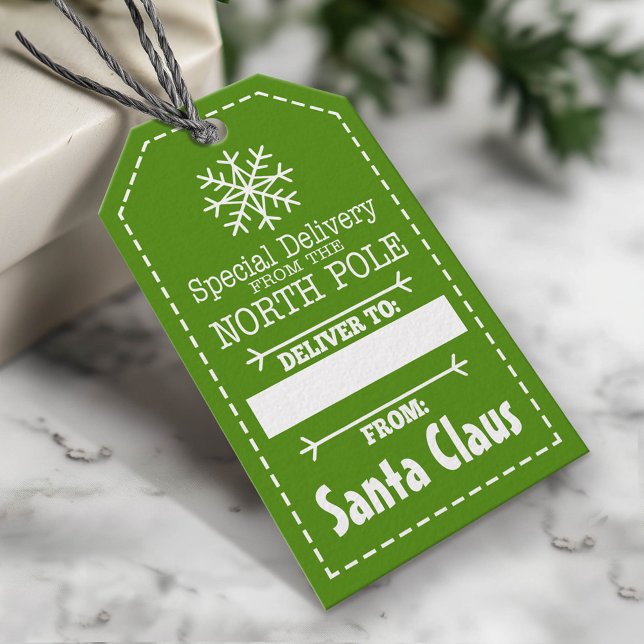 Étiquettes-cadeau Livraison spéciale du pôle Nord et du Père Noël (Custom Christmas Gift Tag)